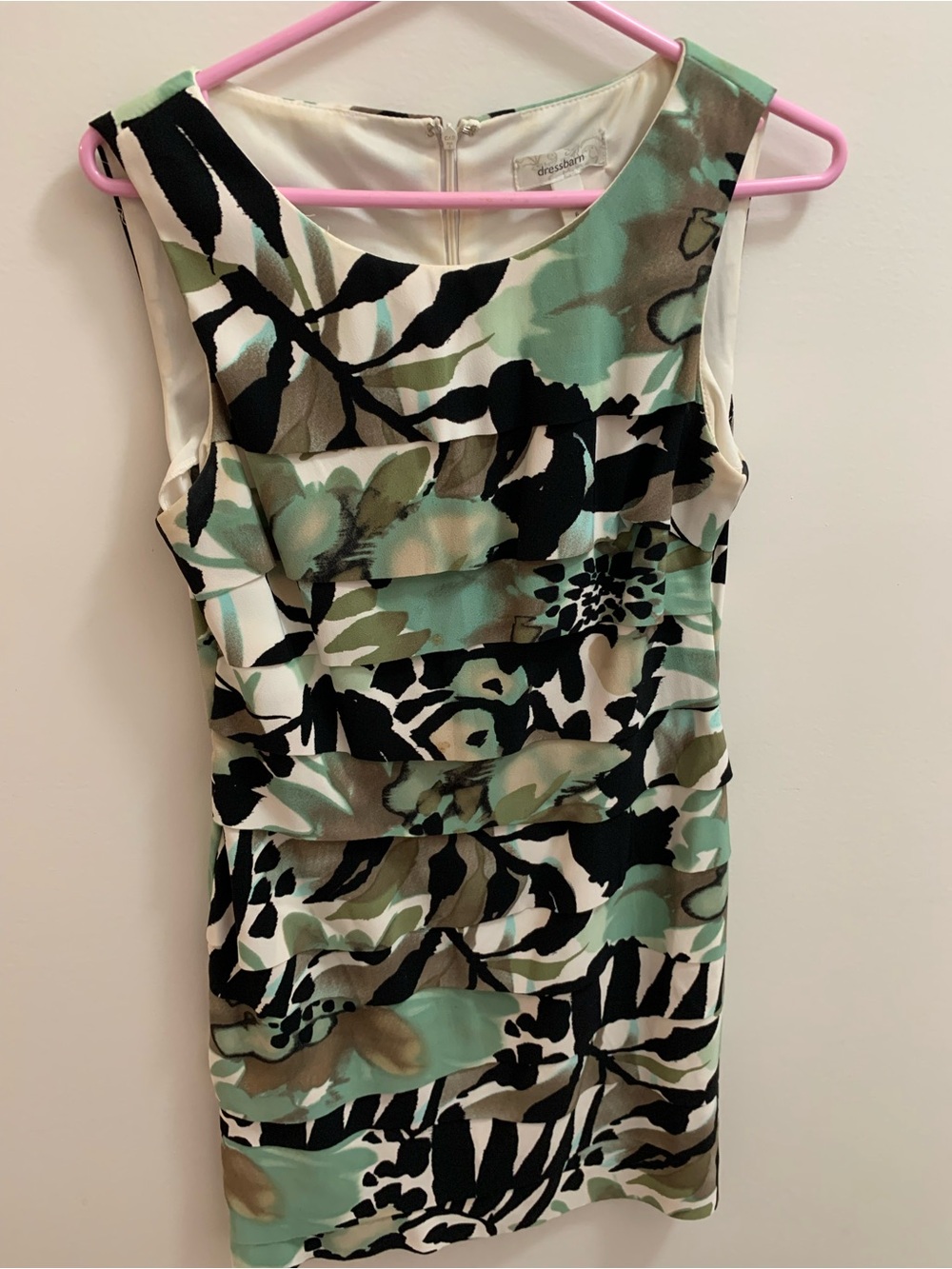 Dress barn Sleeveless Floral Sheath Dress - Mint Green & Black